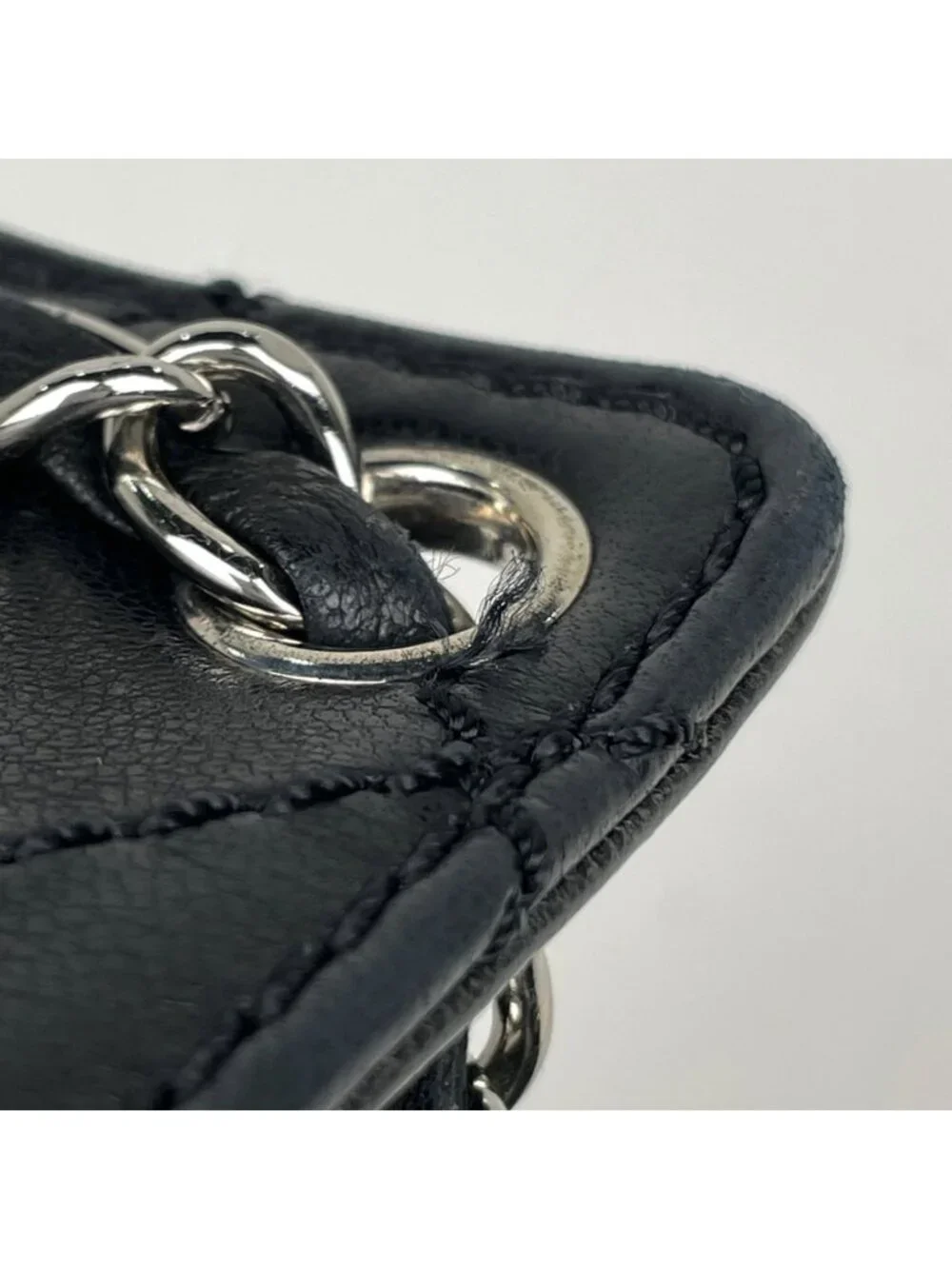 Chanel Shoulder Bag CC Logo Quilted Leather Black